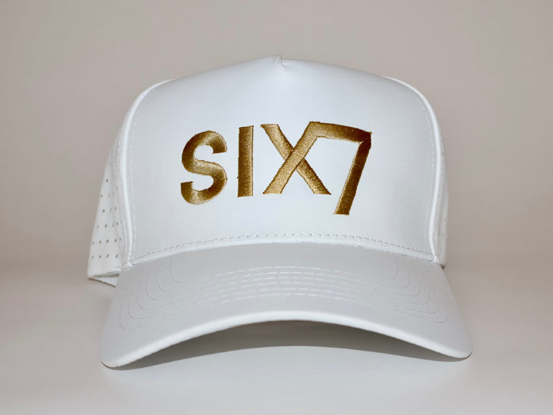 Six Seven White and Gold Premium Hat
