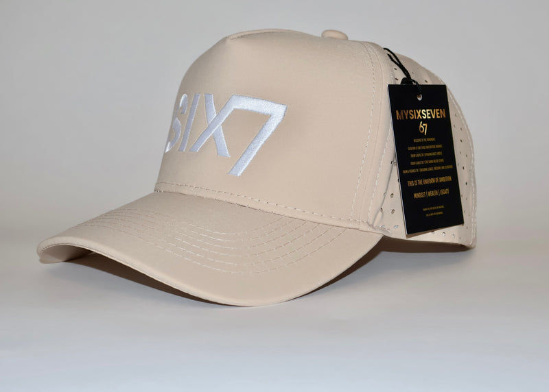 Six Seven Khaki and White Premium Hat